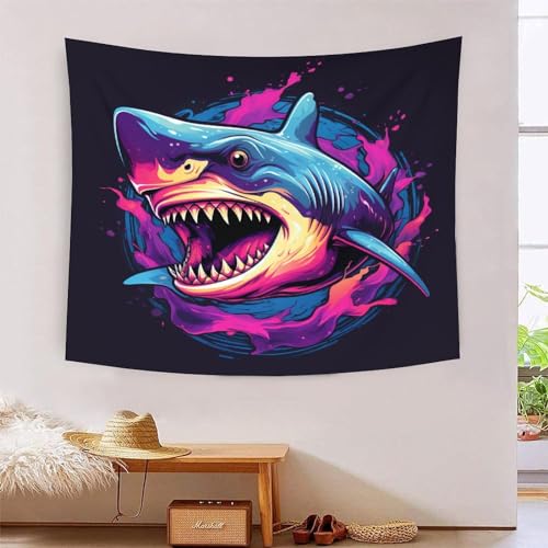 Tapisserie requin 3D grand tissu mural de décoration pour chambre et dortoir