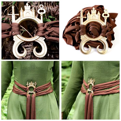 SV SENVAN Antique Gold Medieval Belt for Women, Castle Buckle Adjustable Brown Wrap Corset Belt for Viking Cosplay, Renaissance Fair & Boho Outfits3