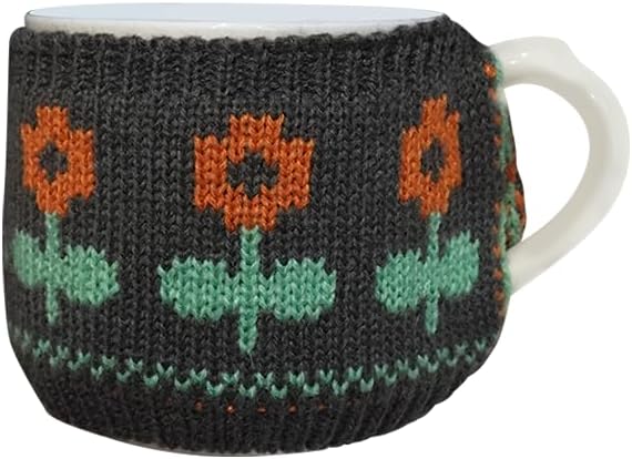 Knitted Mug Cozy for 6.8‑8.5oz Coffee Mugs, Acrylic Knit Mug Sleeve with Handle Opening, Insulated Cup Warmer Cover, Decorative Coffee Cup Accessory for Home Kitchen Desk，sunflower