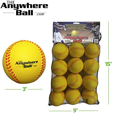 The Anywhere Ball Baseball/Softball Foam Training Ball (12 Pack) #TOP4