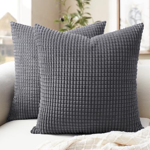 Softalker Housse de Coussin 50x50 cm Gris Anthracite en Velours C...