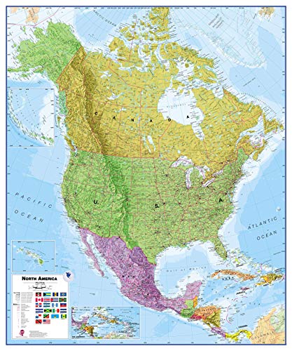 Maps International Large Political North America Wall Map - Paper - 47 x 39