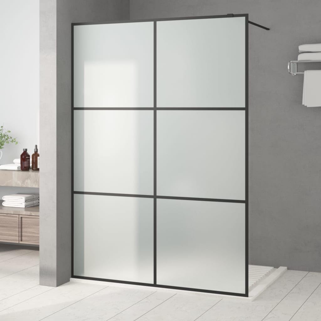 vidaXL Mampara de ducha de cristal templado mate, color negro, 140 x 195 cm