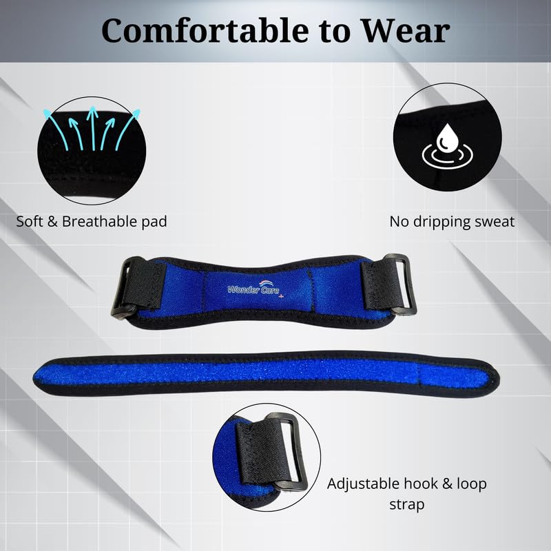 Image of Wonder Care Neoprene Adjustable Patella Knee Support With Silicon Insert For Knee Pain,Patella Tendon Support For Gym Squats,Running,Patellar Tendon Strap Men & Women Free Size (2,Blue)
