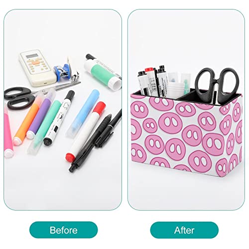 JUZGTSIT Stifthalter mit niedlicher Schweineschnauze, PU-Leder, Schreibwaren-Organizer, Make-up-Pinselhalter, Box für Schreibtisch, Büro, Klassenzimmer