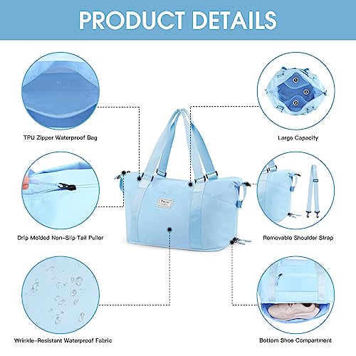 image for BALEINE Travel Tote Bag for Women, Weekender Carry-on Tote, Large Duff