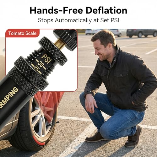 Image of SUVCARMPING Adjustable Auto-Stop Tire Deflator Valve Kit (10-30 PSI) 4 PCS Screw-on Tyre Air Down Tool for Offroad 4x4, (MS-TD06)