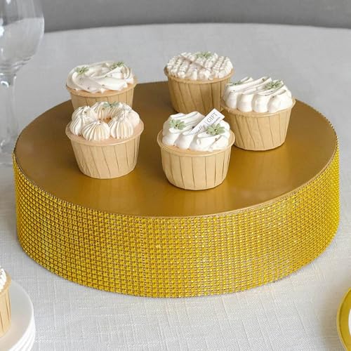 Efavormart Round Metal Pedestal Cake Stand with Rhinestones, Cupcake Holder Dessert Table Display Centerpiece (Gold, 12‘’) - Image 7