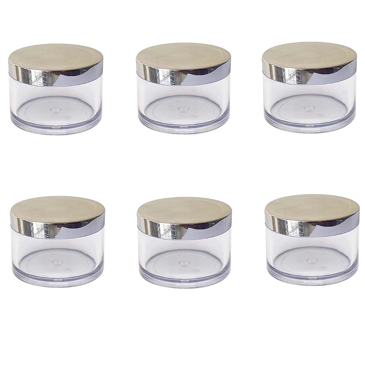 Dinemart Pack of 6PCS 50GMS Cosmetics DIY Skin Care SanJars with Silver Lids & Inner White Plug For Creams,Gels,Lip Balms,Body Butters & other DIY concoctions,Clear,100% LEAK PROOF