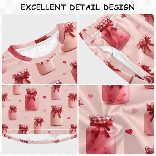 Jarred Pink Treats Pattern Soft Pajama Set for All Seasons,Breathable Pjs Long Sleeve Sleepwear,Comfy Loungewear 2 Piece Underwear Set 5T3