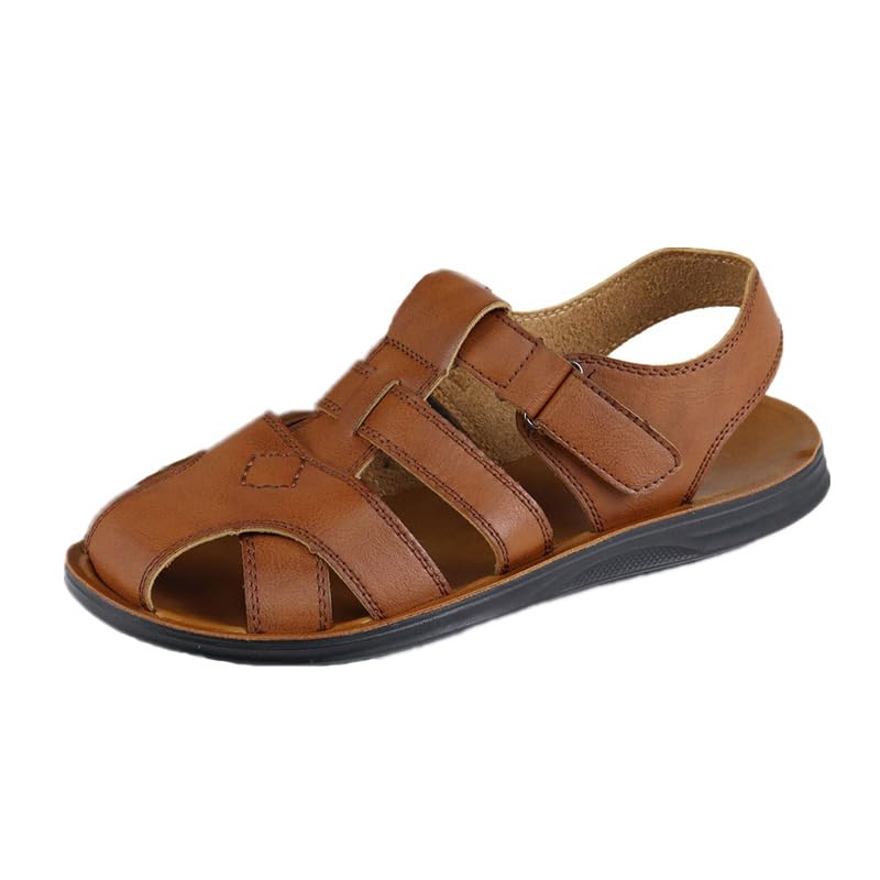 Hommes Sandales pour Cuir Chaussures fermées Chaussures d'été pour l'extérieur Randonnée,Marron,43