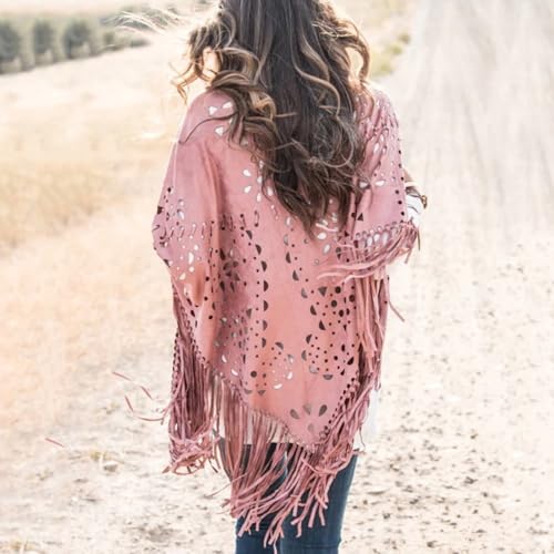 Bufanda de poncho para mujer con flecos sueltos capa de punto elegante 2