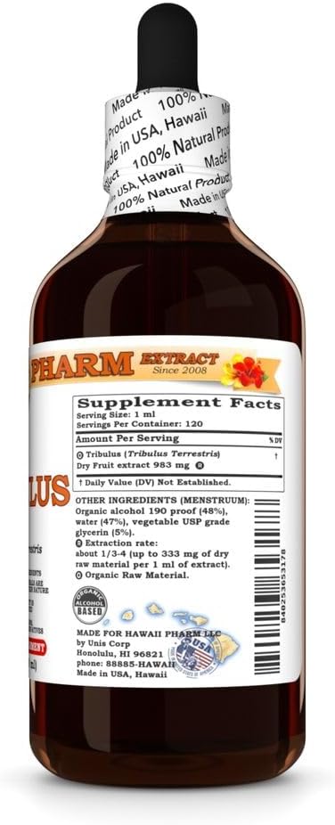 Tribulus (Tribulus Terrestris) Dry Fruit Tincture, All Natural, Vegan, Pure Liquid Extract - 4 fl.oz