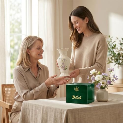 Belleek Irish Flax Vase - White Flower Vase Handcrafted Fine Parian China Irish Decor, 3.5" W x 7" H - Image 5