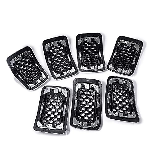 Image of Full Set Matte Black Honeycomb Mesh Grille Insert + Chrome Cover Trim Ring Compatible with 2019-2021 Jeep Cherokee