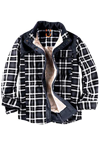 EUSMTD Herren Langarm Freizeithemd Kariert Thermohemd Flanellhemd Steppjacke gefüttert gebürstet Baumwolle Hemdjacke 3251 Gray 3XL Cover