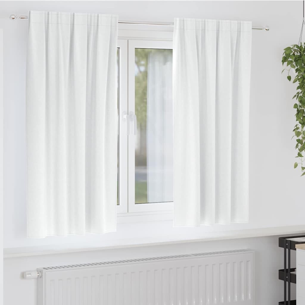 Verdunkelungs-Vorhänge mit Ringen Hellweiß 175 x 140 cm 2 Stück Polyester Vorhänge Wohnzimmer Schlafzimmer Küche Blickdicht Thermovorhänge waschbar mit Schlaufenschal und Gardinen