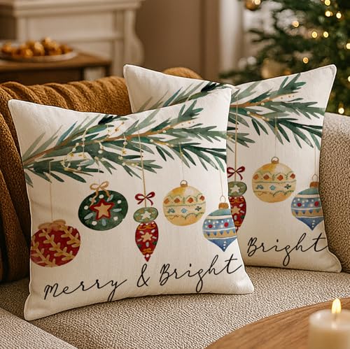 Luzzxfa Winter Geschenk Weihnachten Kissenbezug 40x40 cm 2er Set...