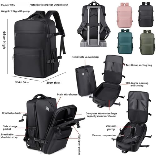 Lunapack Backpack, Vacuum Back Pack Travel, Expandable Air Compression System with Electric Pump (Green)2