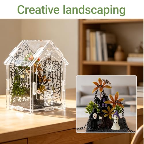 Image of 18pcs Jumping Spider Enclosure Kit with Gothic Decor | Scratch-resistant acrylic, 1mm vent, magnetic lock for spider, mantis, tarantula habitat