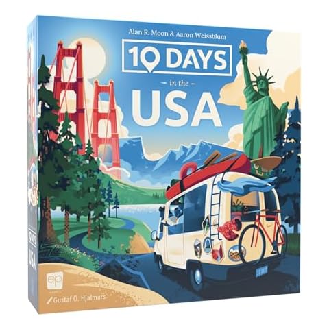 10 Days in The USA | Family Road Trip Board Game for All Ages | Designed by Alan Moon - Designer of Ticket to Ride | 2-4 Players | 30 Min | Ages 8 and Up Cover