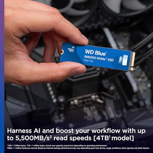 Western Digital WD Blue SN5000 NVMe 500GB, Upto 5000MB/s R, 5Y Warranty, PCIe Gen 4 NVMe M.2 (2280), Gaming Storage, Internal Solid State Drive (SSD) (WDS500G4B0E) view 2