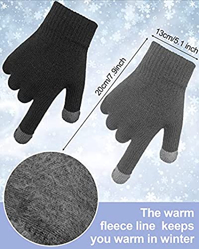 Image of Winter Thick Fleece Lined Beanie woolen Cap Hat, Neck Scarf and Touchscreen Gloves Set cap for Men Women(3 set)