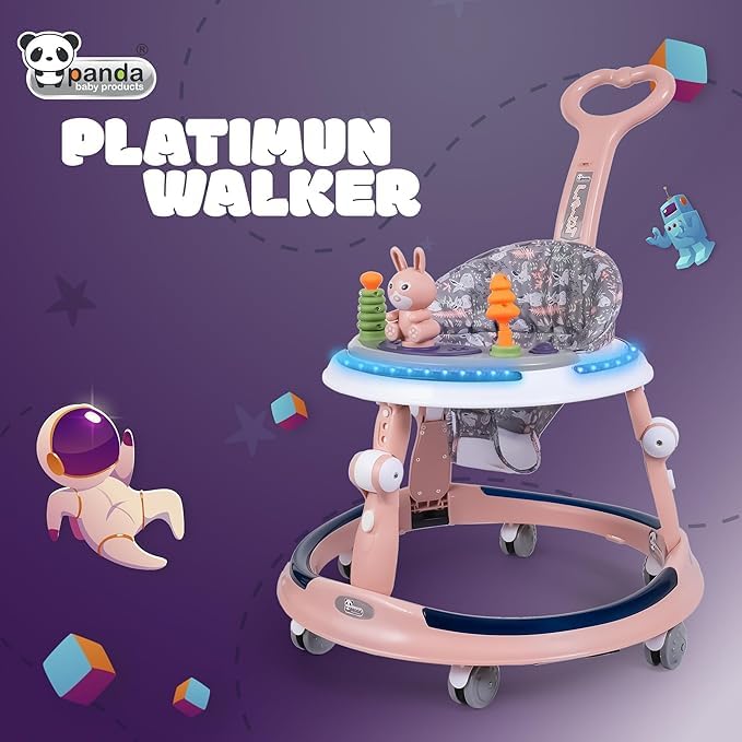 Image of Baby Walker for 6 to 24 Months | 7 Level Height Adjustment Walker with Switchable Food & Musical Toy Tray /Advanced Baby Activity Walker