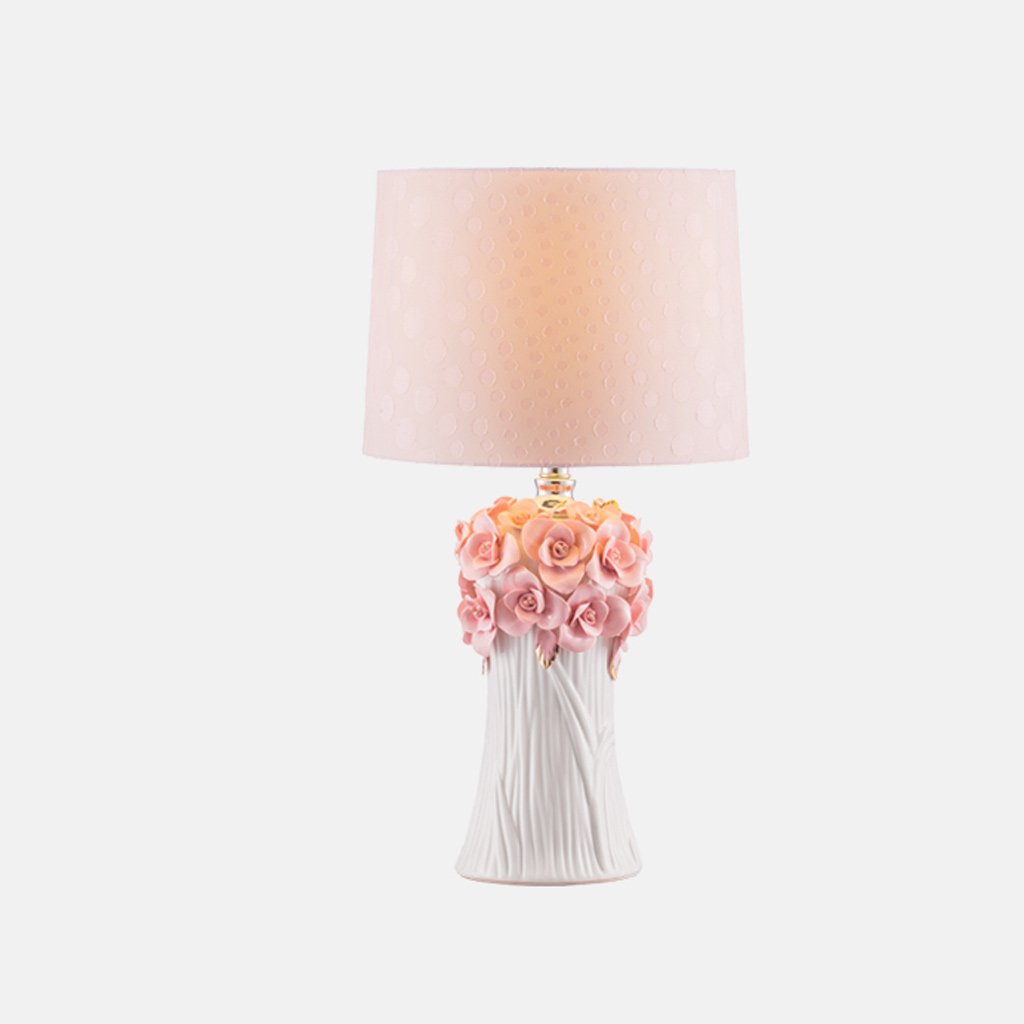 BHJKL Multifunction desk lamp Korean-Style Pink Ceramic Table Lamp - Creative Bedroom Bedside Decorative Table Lamp E27*1 desk lamps for office (Size : L)