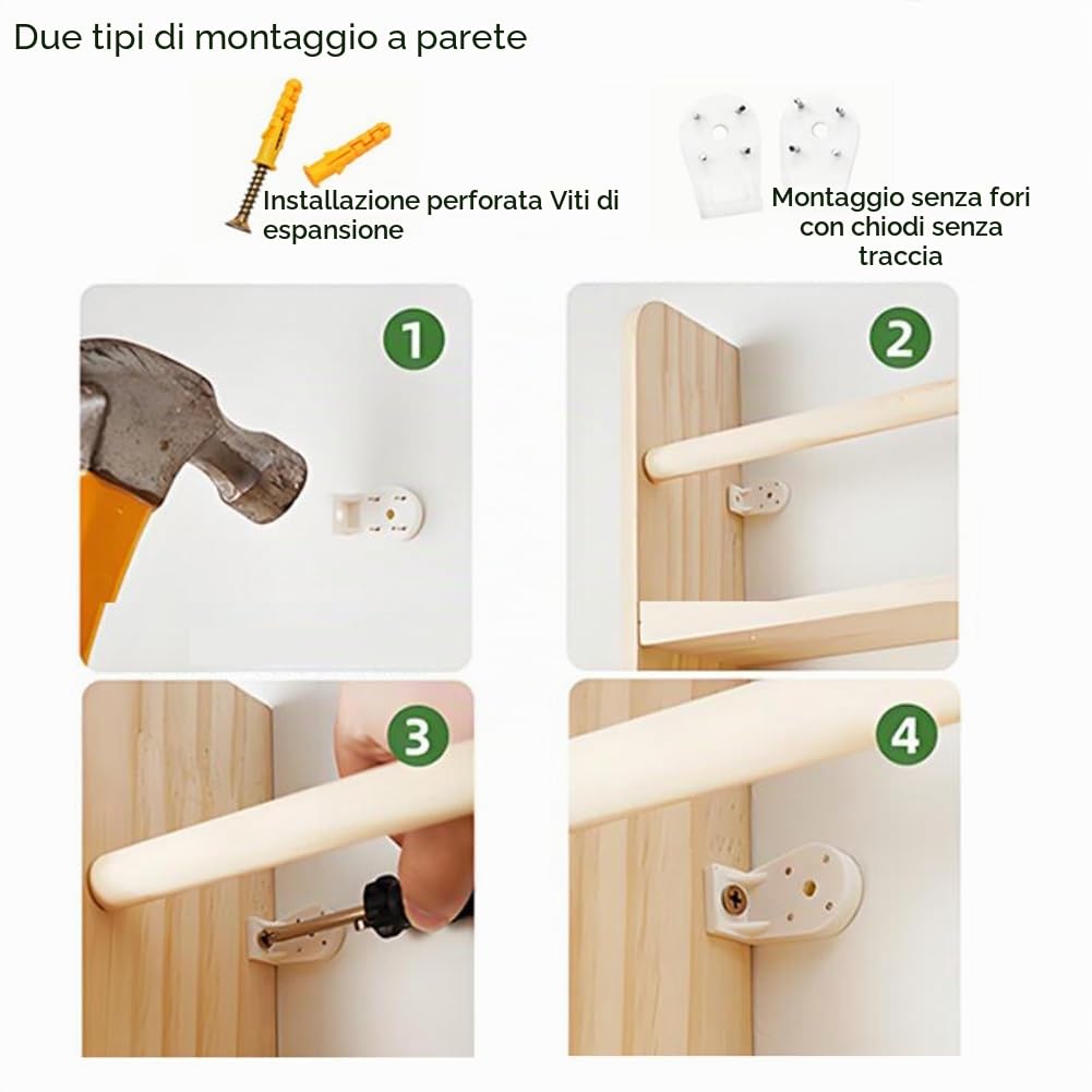 Organizzatore per Libreria in Legno Massiccio Stretto per Camera da Letto, Soggiorno, Ufficio Domestico, Mensola da 10 cm Dietro Porta, Scaffale da Appendere e Ripiano di Stoccaggio