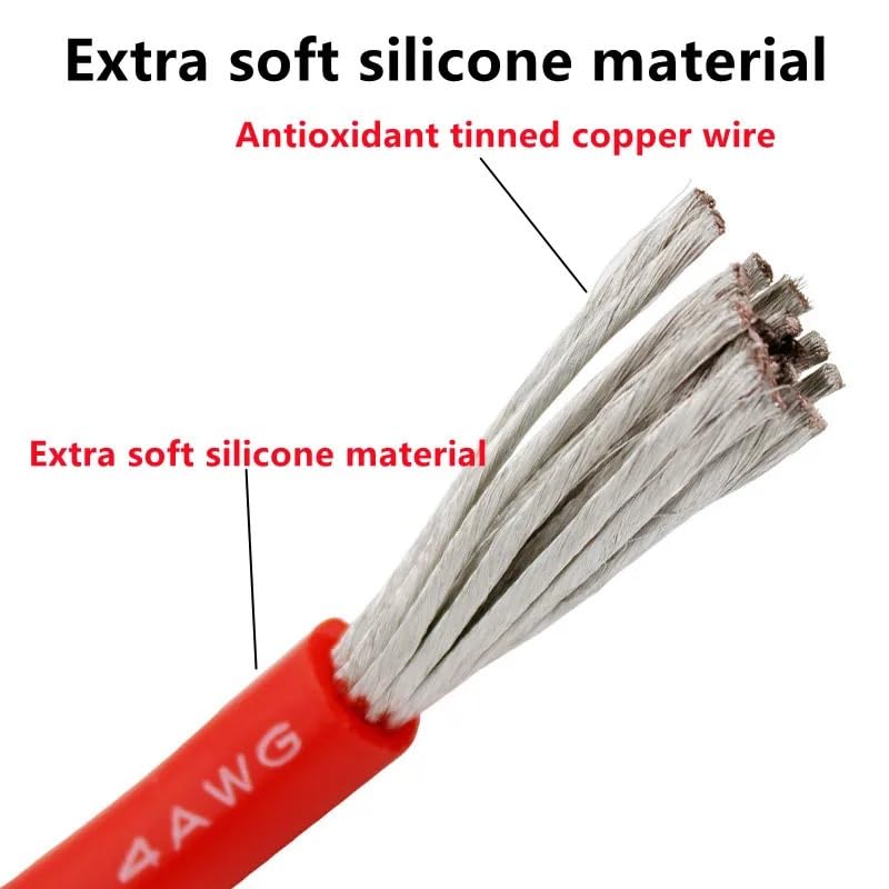 Cable de silicona súper suave 16, 14, 11, 10, 9, 8, 7, 6, 4, 3, 2 AWG, cobre estañado, 5 metros, modelo de avión, cable de conexión de batería de litio (rojo, 5 metros_3 AWG)