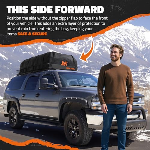 Mockins XXL 90"x50"x6" Heavy Duty Roof Rack Cargo Carrier w/ 50 CuFt Waterproof Rooftop Cargo Bag for Top of Car | All-Weather 250 Lbs Cap Car Top Carrier Roof Basket for SUV RV Van w/Accessories