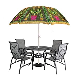 Marusthali Indian Garden Parasol, grote outdoor home zonnescherm katoen parasol grote tuinparaplu, indiase parasol…