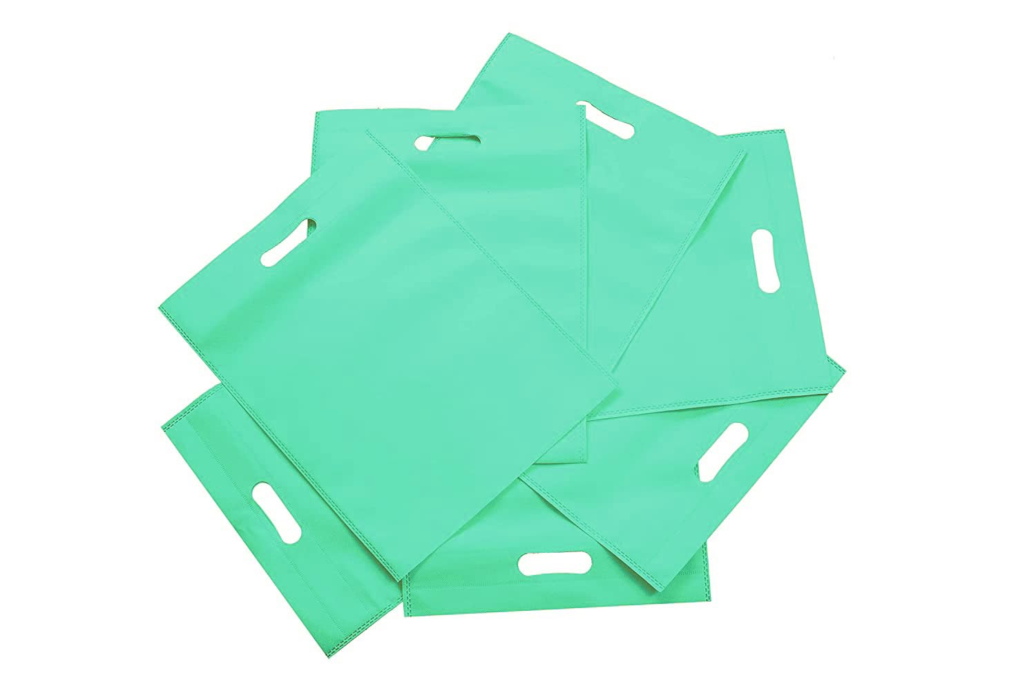 AGRASHRI ENTERPRISES D Cut Cloth Carry Bag, Shopping Bag, Gift Bag, ECO Friendly Bag, Reusable Carry Bag Hand Bag Pack of 50 Grocery Bags (Pista Green, 14X18) 3