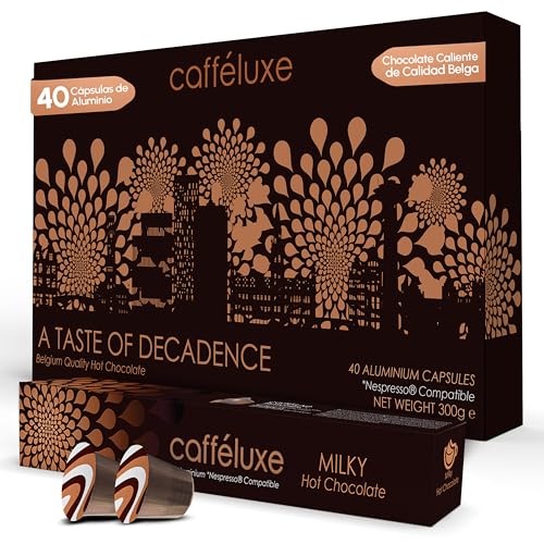 Cafféluxe A Taste of Decadence – cápsulas de chocolate caliente – Mezcla perfecta de duavidad y cremosidad en 40 unidades compatibles con máquina Nespresso – Cápsulas inspiradas en chocolate belga