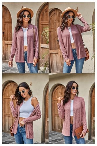 Image of ULTRANICE Cardigan Sweaters Womens Fashion 2025 Spring Lightweight Long Sleeve Casual Tops Clothes Outfits with Pockets