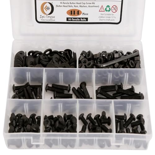 Image of High Tensile Button Head Bolts Dia M6 Assorted Lengths 8MM-30MM Pack of 414 Pcs with Plastic Box Assortment