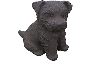 7.5" DARK WALNUT Cast Cement YORKIE Statue OUTDOOR GARDEN PUPPY Maltese