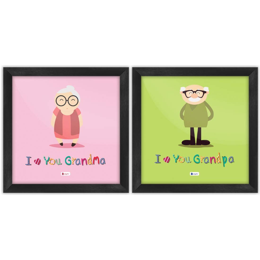Indigifts Grandparents Gift for Anniversary | Granddad & Grandmom Quote Printed Poster Frame 8x8 inches Set of 2 | Grandparents Gift Items, Gift For Grandpa-Grandmaa-Birthday