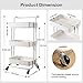 Storage Trolley Cart - 3 Tier Rolling Utility Organizer Rack, Craft Art Cart, Multi-Purpose Organizer Shelf, Tower Rack Serving Trolley for Office Bathroom Kitchen Kids’ Room Laundry Room, White