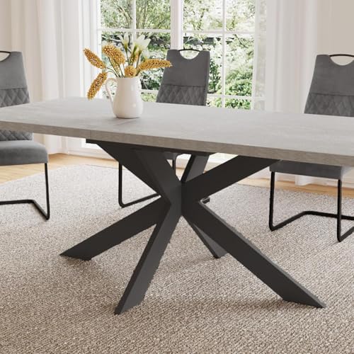 Essgruppen Für 4-6 Personen, Esstisch Ausziehbar, Moderner Grauer MDF-Holztisch, Geeignet Für Wohnzimmer, Küche, Versammlungen Mit Vielen Personen(130-170cm Tisch + 6 graue Stühle) – Bild 5