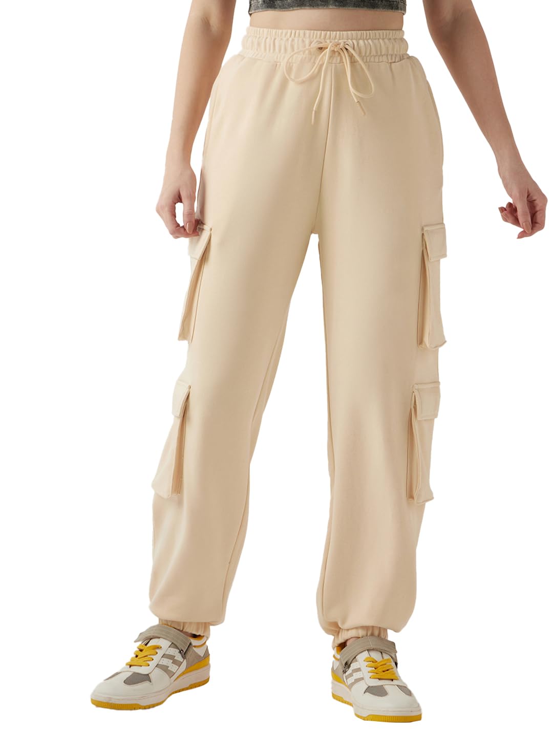 bewakoof Women's Cotton Super Loose Fit Joggers|Bewakoof Air 1.0 | Track pants for woman | Lower for women | Multipurpose | Activewear | Utility Pockets | Lightweight & Flexible Elastic Waist | Casual Joggers | Loose Fit-picture-23