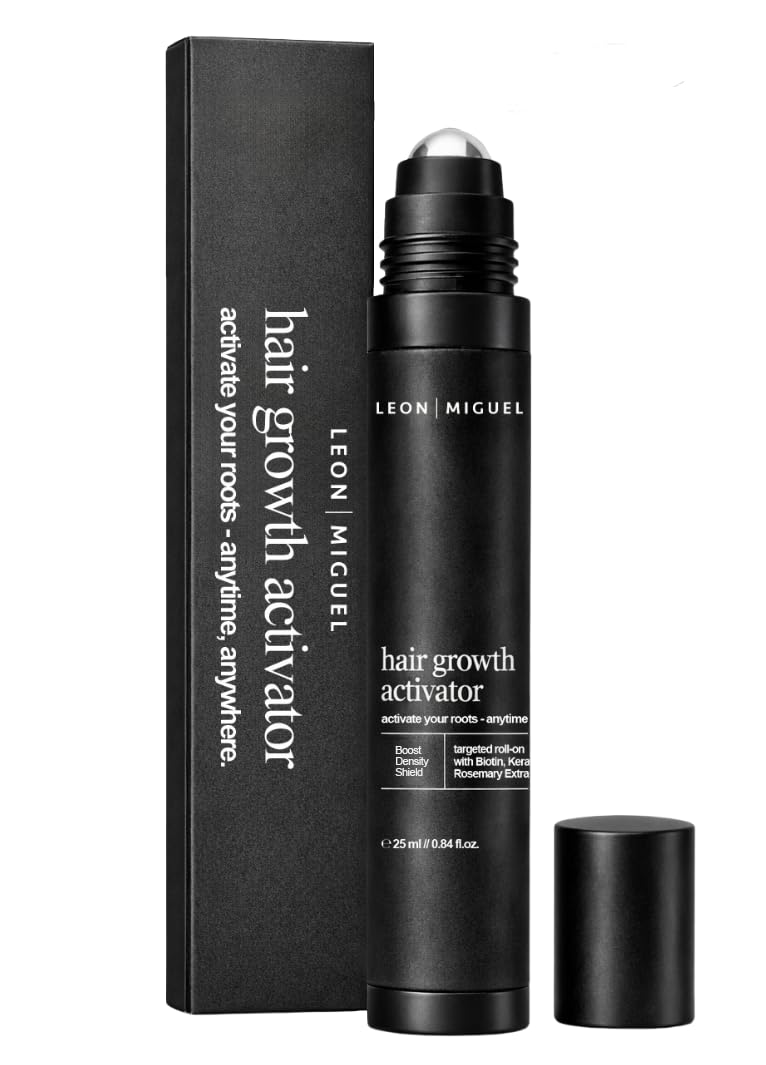 Leon Miguel Hair Growth Activator – serum do włosów wzmacniające cebulki włosów – roll-on z Baicapil, Redensyl, Anagain, Biotyna i żeń-szeń