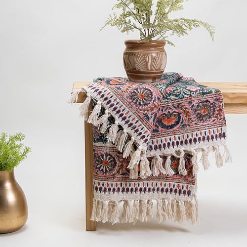 Image of Surajmukhi Flower Cotton Sofa Throw Blanket - Soft, Lightweight, Stylish Floral Pattern for Couch, Bed - Perfect for Home Decor & Cozy Comfort 50X70 Inches (Pack of 1)