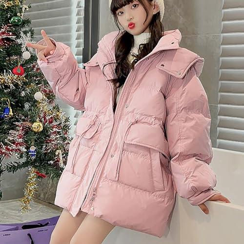 Girls Warm Jacket Big Kids Winter Long Sleeve Waist Cinching Zip Solid Down Jacket With Large Pockets Warm Coat Tops4