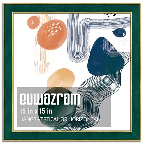 euwazram Suede 15x15 Frame - Single Frame Elegant Green 15 x 15 Poster Frame 15x15 Picture Frame for Artwork Puzzles Photos and Movie Posters