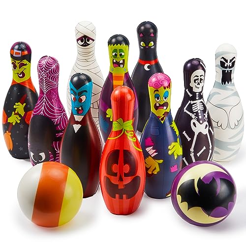 JOYIN Halloween Foam Bowling Set for Kids Toys Party Supplies Get-Together Party Game Day Events Indoor Outdoor Toy Game with 10 Pins & 2 Balls Fun Sports Games Birthday Parties