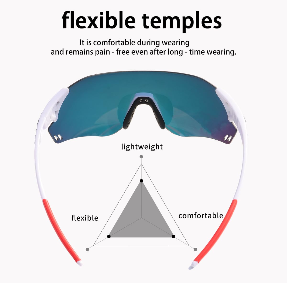 PAIS Gafas de sol fotocromáticas para correr para hombres y mujeres, sin marco, deportivas, para pesca, montañismo, camping, ciclismo, senderismo, Marco blanco con lentes de espejo rojo