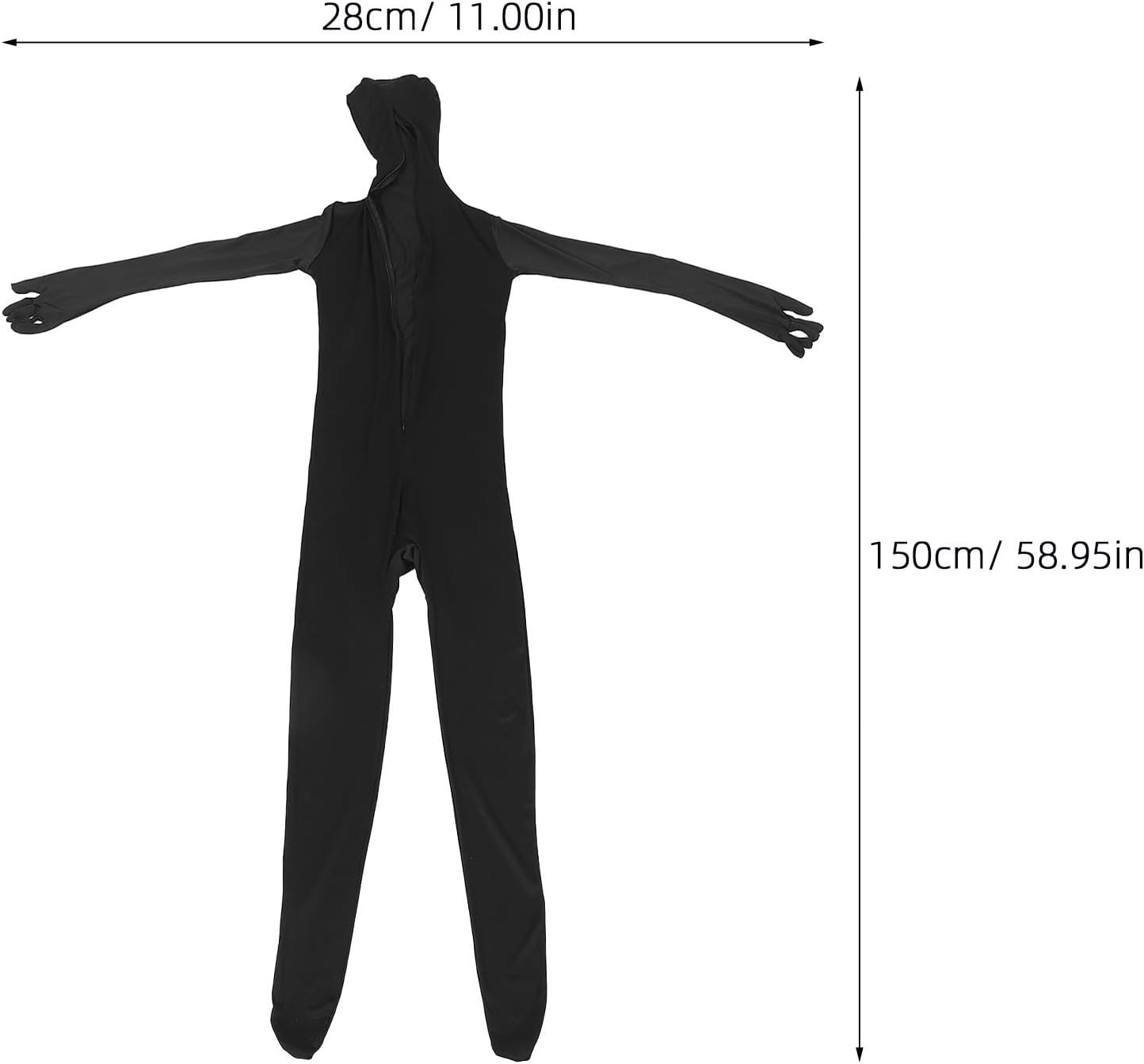 Ipetboom Men's Black Ninja Costume Full-body Spandex Suit Visual Invisibility Effect for Halloween Party and Stage Performance, Easy to Clean Adult Bodysuit