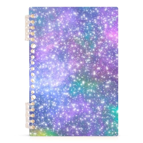 MOMORIN ノート ソフトリングノート A5 リングノート 横罫 メモ帳 星 カラフル 星柄 宇宙 宇宙柄 日記帳 変形 耐水 60枚 調整可能 ページ追加可能 小学生 中学校 文房具 仕事 まとめ買い 新学期 入学祝い プレゼント